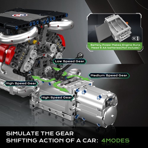 Mould King 10203 V8 Engine 1169Pcs Engineering Motor Building Block Toy STEM DIY - Picture 6 of 10