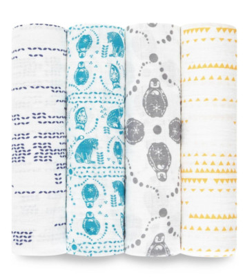 Aden + Anais Classic Swaddle 4 Count, Wink, 1 Pack (849345018918)