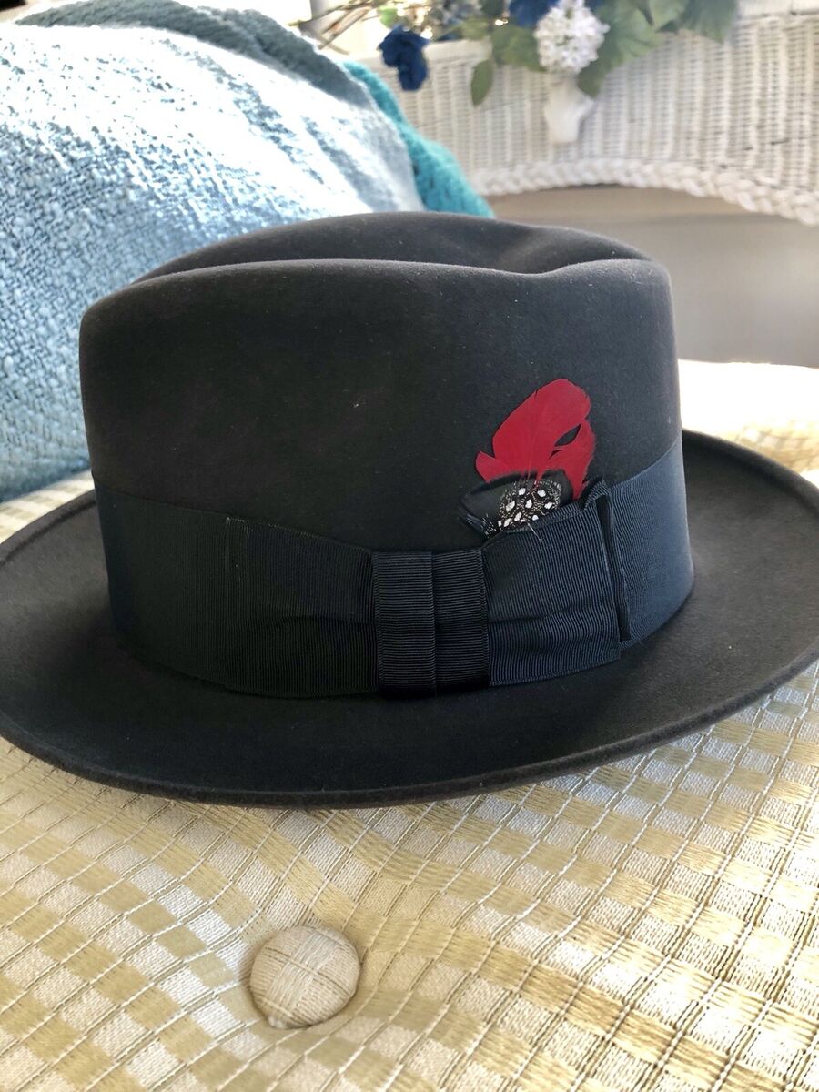 Vintage 1950s Knox Fedora Custom Hat Black Whippet 6 7/8 Vintage 1950s Knox Fedora Custom Hat Black Whippet 6 7/8