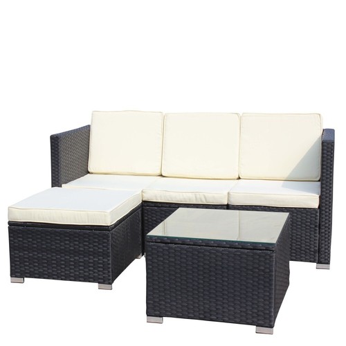 Outdoor Garden Patio Furniture 5-Piece PE Rattan Wicker Cushioned Sofa Sets - Picture 14 of 24