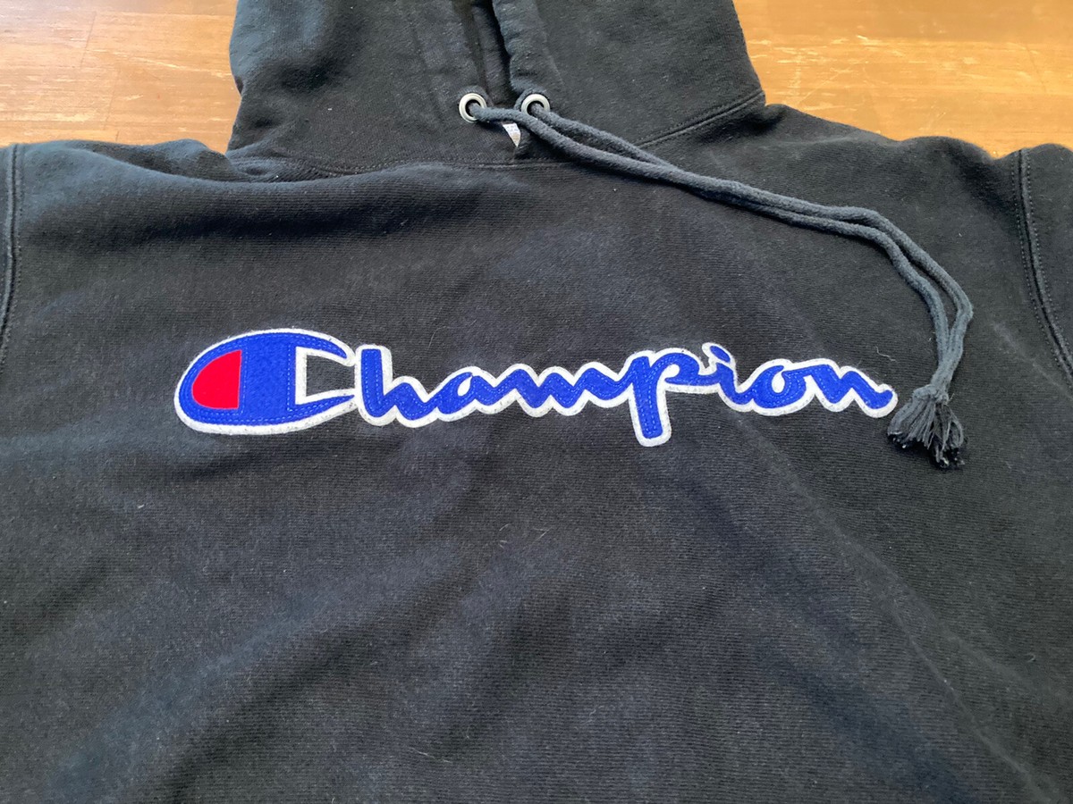 Champion Reverse Weave Black Spellout Hoodie SZ Large VTG Champion Reverse Weave Black Spellout Hoodie SZ Large VTG