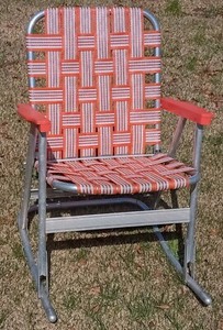 Factory S Vintage Aluminum Folding Webbed Lawn Rocker Rocking Chair Mid Century Have Fun Original Sportseed In Factory S Vintage Aluminum, Lawn Chair Rocker Vintage