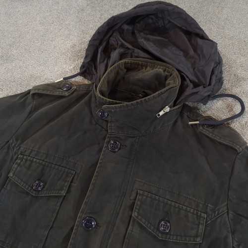 Diesel Jacket Mens Large Grey Military Denim Coat M65 Field Utility Hooded Army - Picture 7 of 13