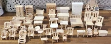 LOT OF 44,? COMPLETED KIT DOLL HOUSE FURNITURE BED/BATH ROOM KITCHEN LITE WOOD