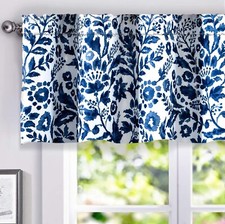 Julia Watercolor Floral Lined Valance Thermal Insulated Short Window Curtain 1PC