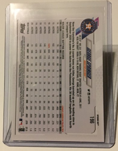 2021 Opening Day Base Blue Foil #196 George Springer - Houston Astros - Picture 2 of 2