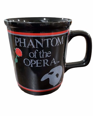 VTG 80 s Phantom of the Opera Cup Mug Coffee Tea Official Merchandise Rose Black