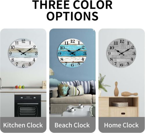 16-Inch Silent Battery-Powered Coastal Wall Clock - Easy Read for Modern Living - Picture 4 of 10