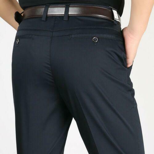 Pantaloni da uomo lunghi dritti cotone vita alta pantaloni casual larghi - Foto 34 di 35