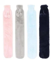 Extra Long Hot Water Bottle & Removable Faux Fur Cover 76cm 2L Warming Bag
