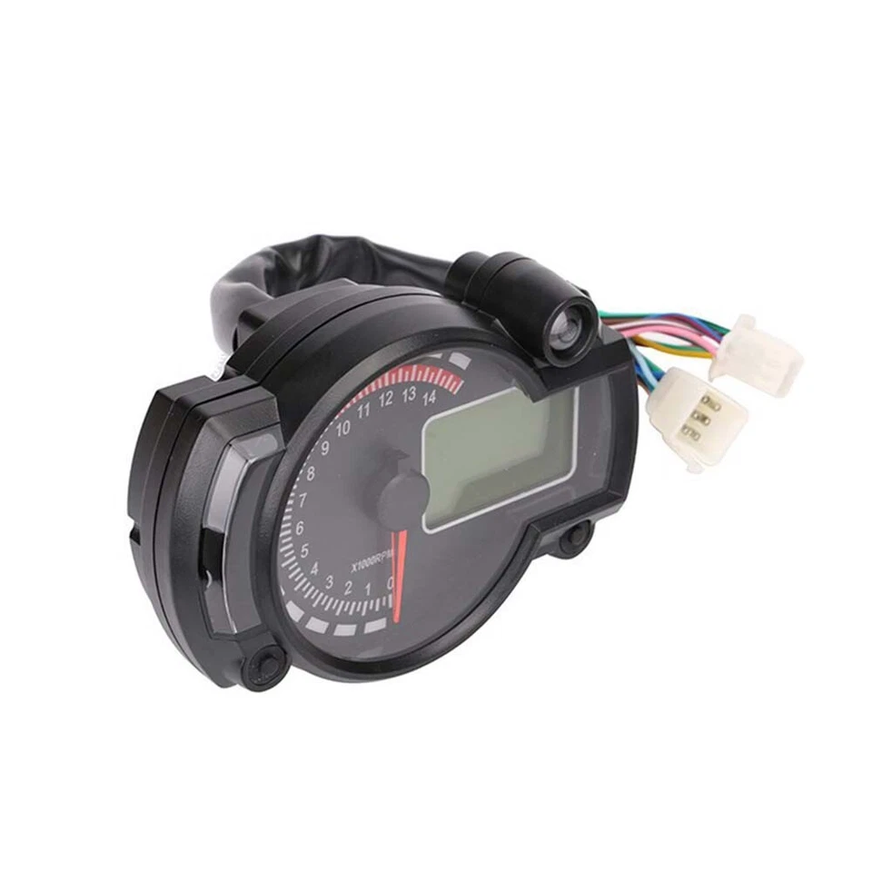 Universal LCD Digital Tachometer Motorcycle Speedometer Odometer Gauge - Image 2 of 4