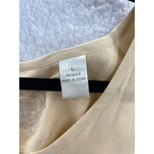 Pussers Womens Tank Top Beige Scoop Neck Side Slit 100% Silk Blouse L - Picture 6 of 7