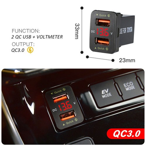 36W 2*USB Port QC3.0 Car Socket Fast Charger With Voltage Display For Toyota C - Picture 11 of 21