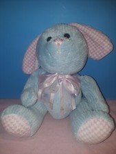 Adorable Blue Easter Bunny Plush 12" Seated Stuffed Animal Fine Toy Inc.
