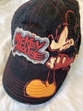 Disney Parks Mickey Mouse Distressed Hat Cap Strapback Black Adjustable Youth