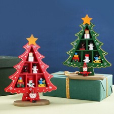 Mini Christmas Wooden Tree Cedar Desk Home Office Fireplace Decor Wood Ornaments