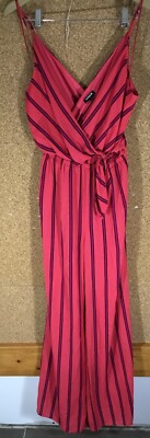 Express Pink Multicolor Striped Sleeveless Strap Jumpsuit Liner Size Med (d9)