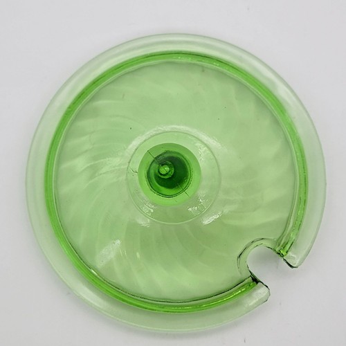 Vintage Green Glass Lidded Preserves Dish W/ Swirl Design UV Reactive GLOWS READ - Picture 8 of 19