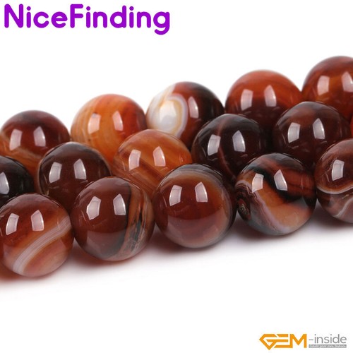 Natural Brown Onyx Agate Stripe Round Loose Beads Jewelry Making 2mm Big Hole - Picture 32 of 33