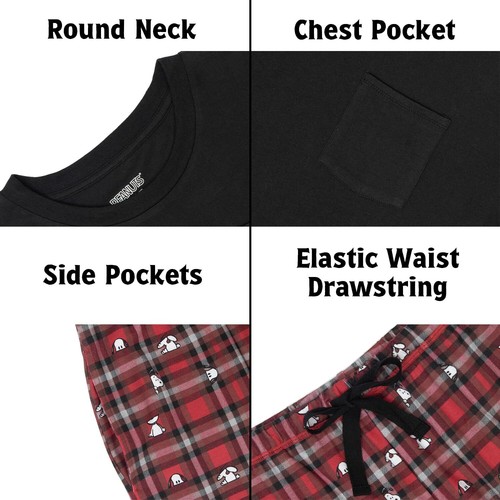PEANUTS Mens' Cotton Snoopy Family Matching Pajamas 2-Piece Sets for Christmas - Picture 7 of 9