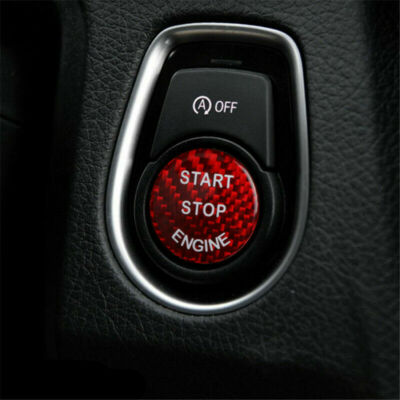 1 Stück Rot Real Carbon Fiber Car One Key Startknopfabdeckung für BMW F06 F30