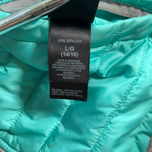 North Face Jacket Girls Large Green Grey Reversible Mossbud Swirl Puffer Fleece - Picture 8 of 23