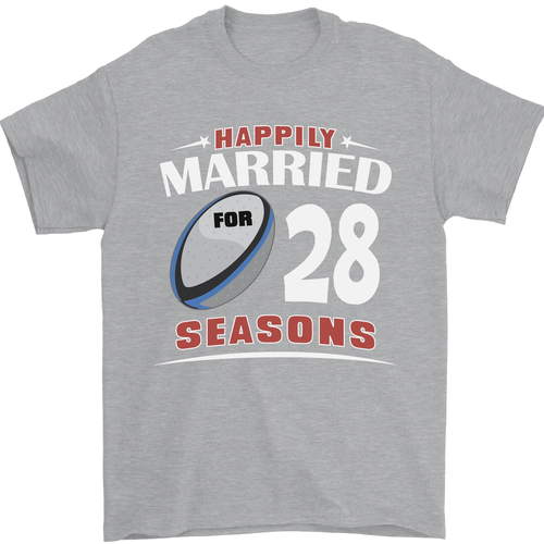 28 Year Wedding Anniversary 28th Rugby Mens T-Shirt 100% Cotton - Picture 110 of 110