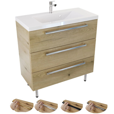 Badezimmerschrank 80 cm Badmöbel Badezimmer Stehend Möbel Waschtisch Loft Effect