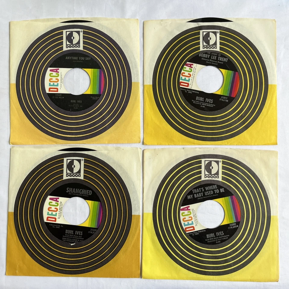 Pop Vocal - BURL IVES Classic Vinyl Lot - 4 Singles  on Decca w/ Sleeves 1960's - Image 2 of 4
