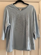 CJ Banks 1X Blue Tunic with Gunmetal Jeweled Detail