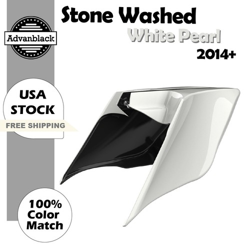 For Harley Touring 14+ STONE WASHED WHITE PEARL Stretched Extended Side Covers - Picture 7 of 7