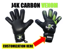 J4K CARBON VENOM JUNIOR FINGER SAVER SOCCER FUTSAL GOALKEEPER GOALIE GLOVE