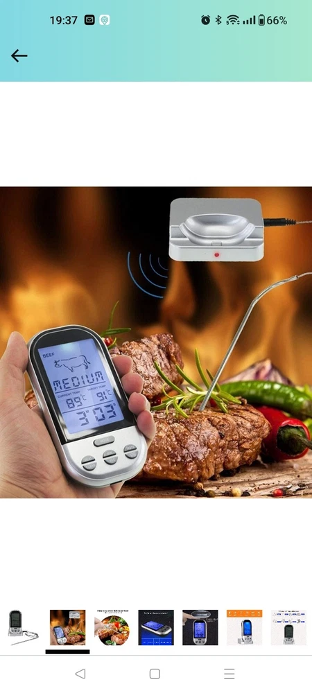 Meat Thermometer Wireless Electronic Digital Food Meat Thermometer LCD Large...