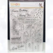 Simon Says Stamp COZY WISHES Birds Christmas 6x8 Rubber Stamps