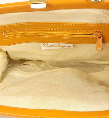 Vintage Leather Express Yellow Shoulder Bag - Gold Hardware Retro Y2K Style - Picture 21 of 24