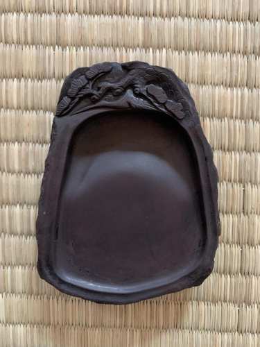 Miniture Duan Inkstone Gru intagliata sotto pino Shodo Decorazione Collezione - Foto 3 di 13