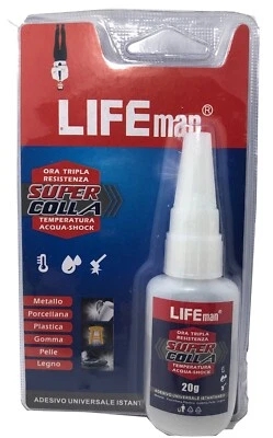 LIFE MAN / EMI STYLE SUPERCOLLA 20g ADESIVO ISTANTANEO TRASPARENTE tipo loxeal attak LOCTITE