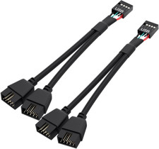 2 Pack USB 2.0 to Dual 9 Pin Extension Cable Motherboard Internal Header Splitte