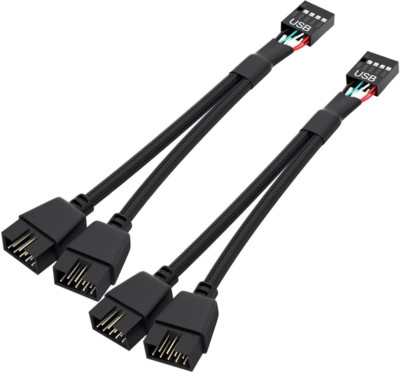 2 Pack USB 2.0 to Dual 9 Pin Extension Cable Motherboard Internal Header Splitte