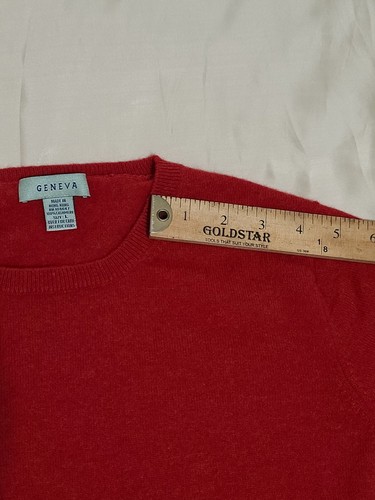 Geneva Sweaters Cashmere Women L Fits S Crew Neck Red Long Sleeve Bust 36"(flaw - Picture 10 of 17