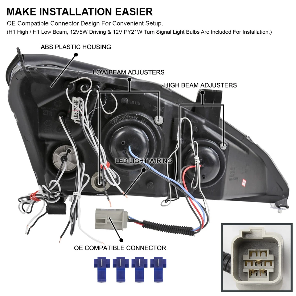 Clear Fits 2000-2004 Ford Focus LED Halo Projector Headlights Lamps Left+Right Foto 4 de 4