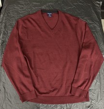 Vintage Gap Merino Wool Grandpa Sweater Burgundy Size XL 80s Cozycore Relaxed