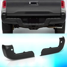 For 2016-2023 Toyota Tacoma Pair Rear Bumper End Caps w/ Sensor Holes Black