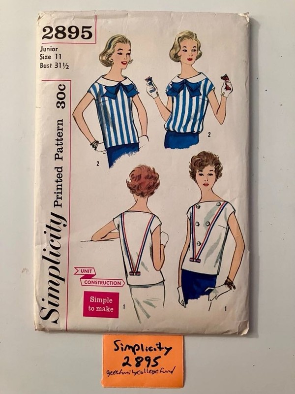 Simplicity 2895 Vintage Jr. Misses & Teen Age Overblouse Sz 11 Bust 31 1/2 Uncut