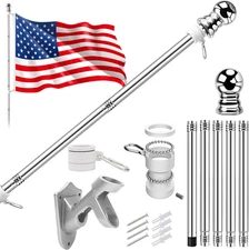 American Flag with Pole for House Outside, Including 5Ft Heavy Duty Flag Aluminu