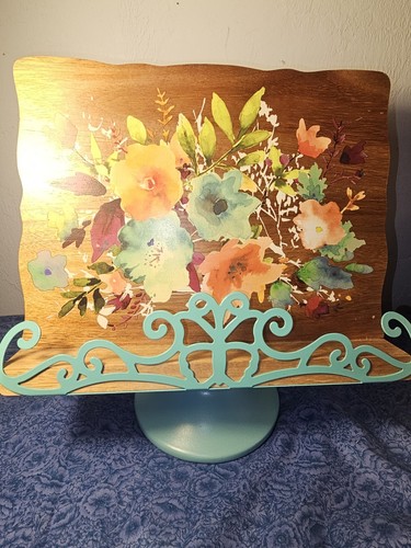 Pioneer Woman Willow Wood Cookbook Tablet Recipe Holder Stand Butterfly Floral - Picture 2 of 9