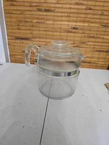 Vintage Pyrex Glass Flameware 6 Cup Coffee Pot Percolator 7756-B Pot & Lid EUC