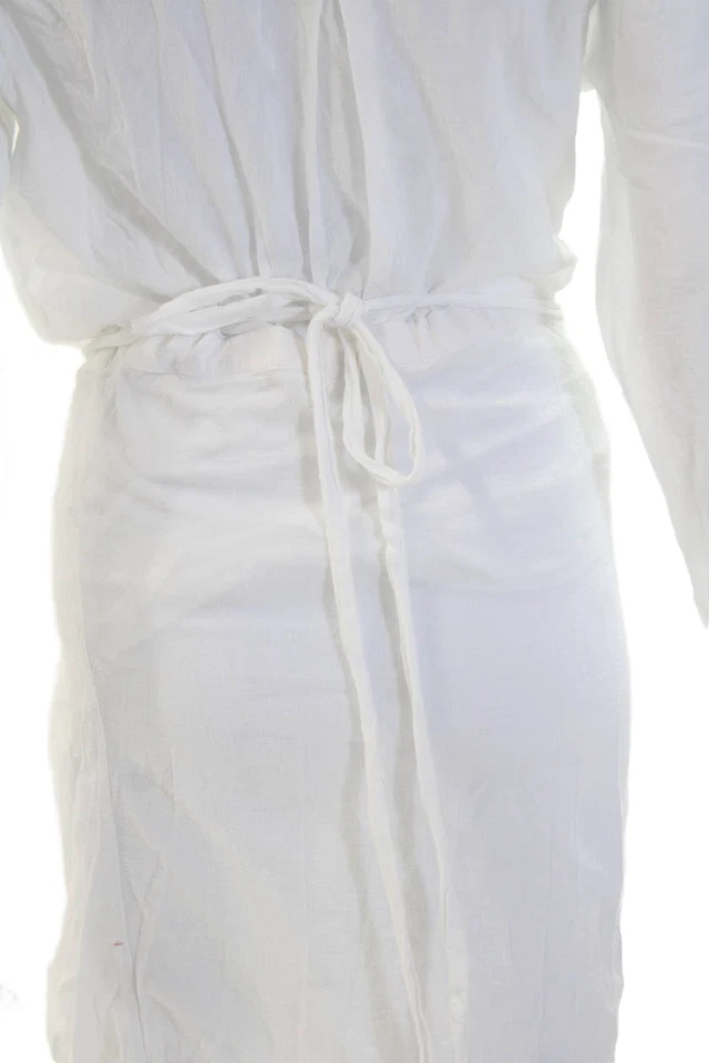 Steele Womens Shirt Dress White Cotton Collared Button Long Sleeve Midi Size M - Image 4 of 4