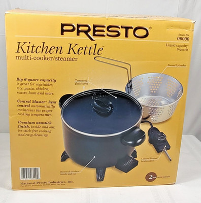 Presto 6 Qt. Kitchen Kettle Deep Fryer Steamer Multi Cooker 06000 Electric