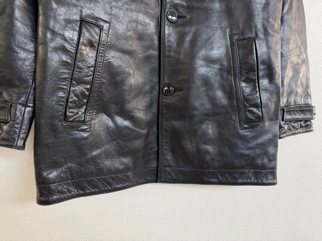 90s GAP Leather Car Coat S Black | eBay